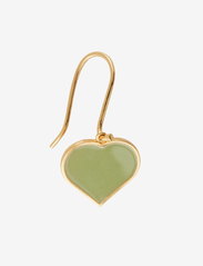 Design Letters - Big Heart Enamel Ear hanger Gold plated 1 pcs (15mm) - single earring - crispy green 5793c - 1