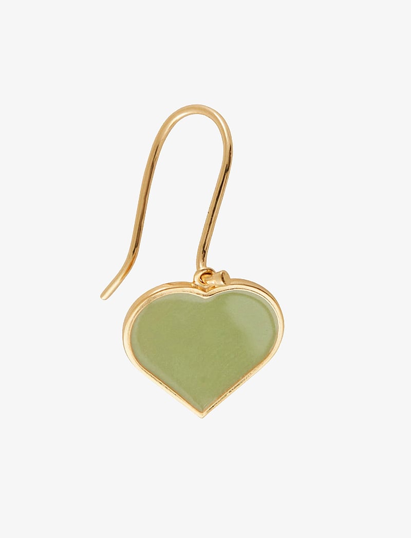 Design Letters - Big Heart Enamel Ear hanger Gold 1 pcs (15mm) - einzelpackung ohrring - crispy green 5793c - 1