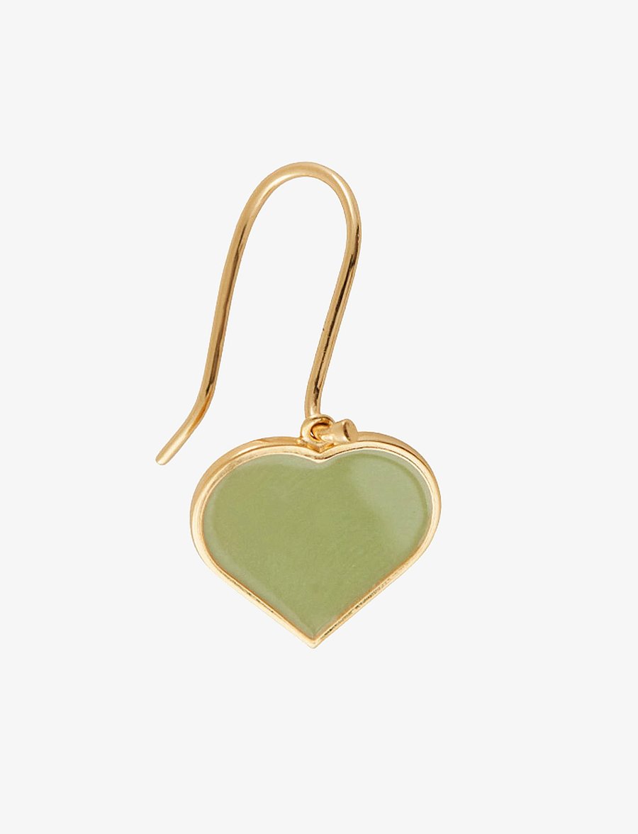 Design Letters - Big Heart Enamel Ear hanger Gold 1 pcs (15mm) - boucle d'oreille individuelle - crispy green 5793c - 1