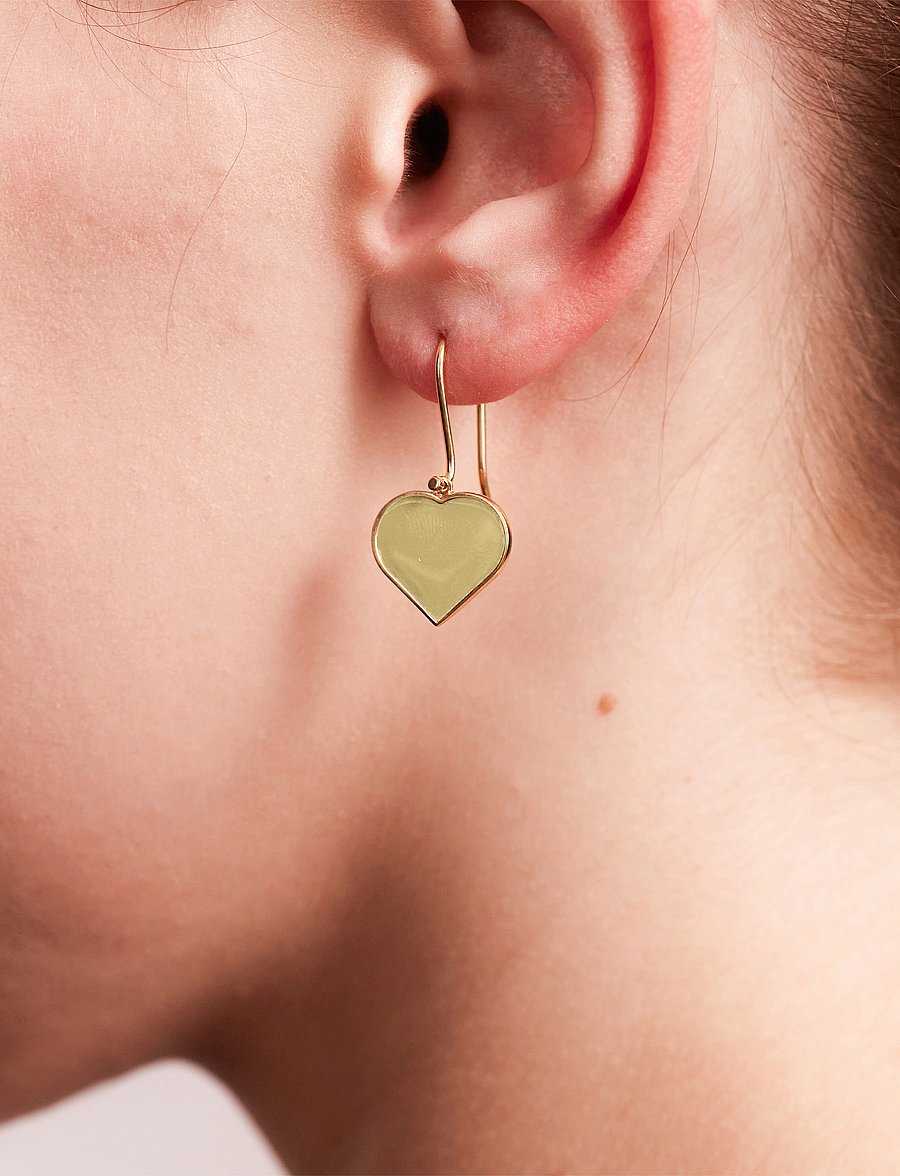Design Letters - Big Heart Enamel Ear hanger Gold 1 pcs (15mm) - boucle d'oreille individuelle - crispy green 5793c - 0