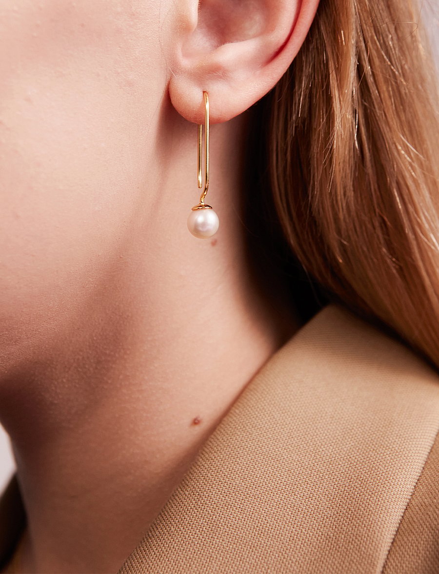 Design Letters - Pearl Drop Earhanger (set of 2 pcs) - perleøredobber - gold - 0