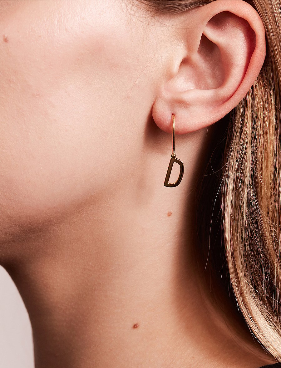 Design Letters - Initial Ear Hanger (A-Z) - einzelner ohrring - gold - 0