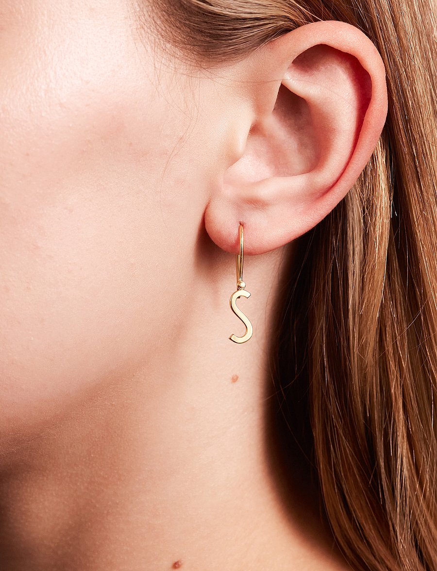 Design Letters - Initial Ear Hanger (A-Z) - single earring - gold - 0
