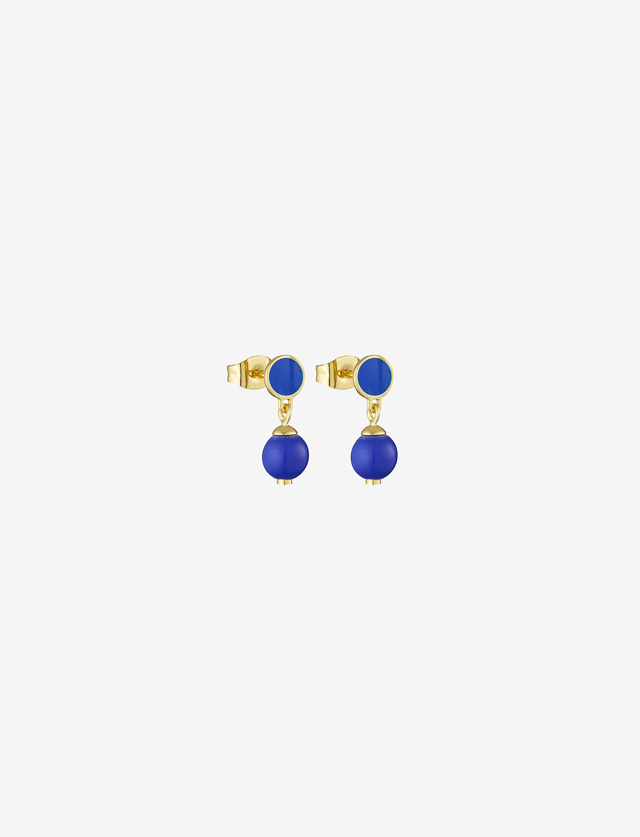Design Letters - Ball Beads Earhangers (Set of 2pcs) - studs örhängen - cobalt blue kc-12 - 0