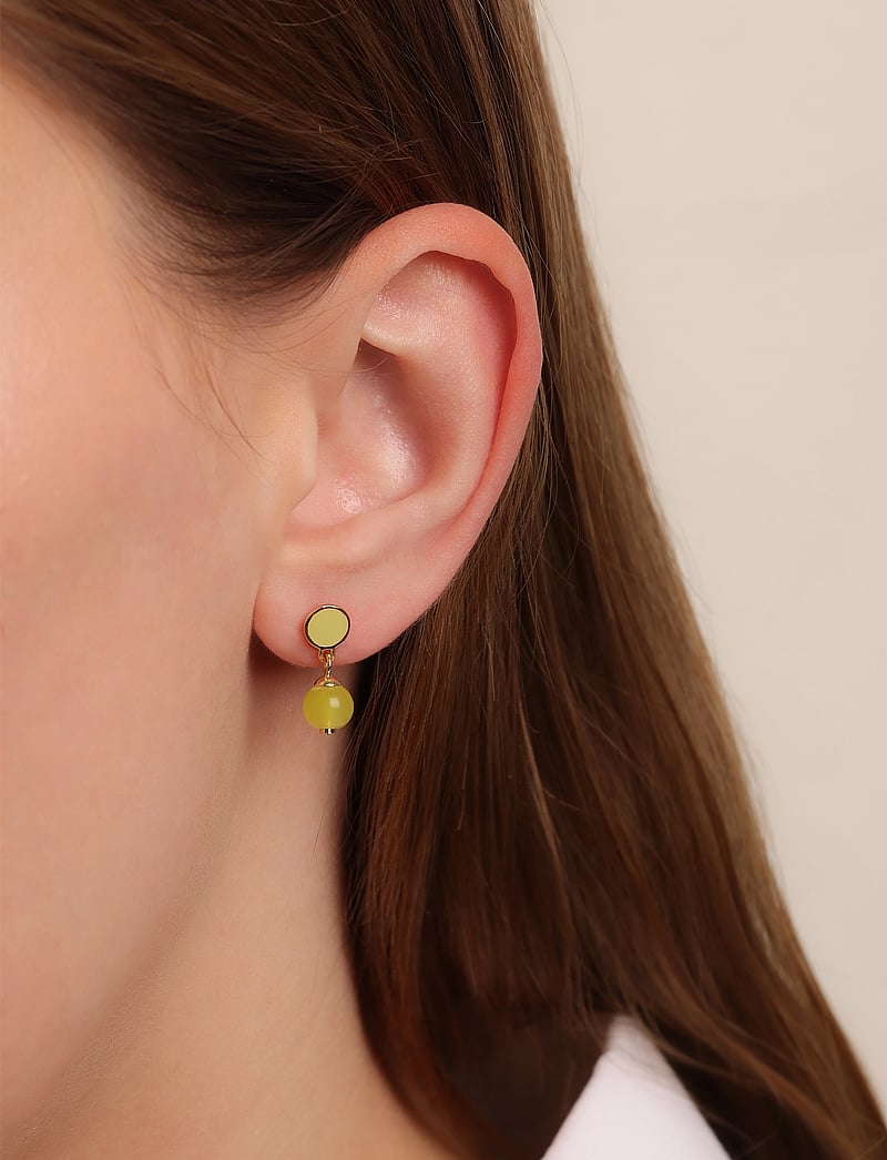 Design Letters - Ball Beads Earhangers (Set of 2pcs) - stud earrings - yellow kc-07 - 0