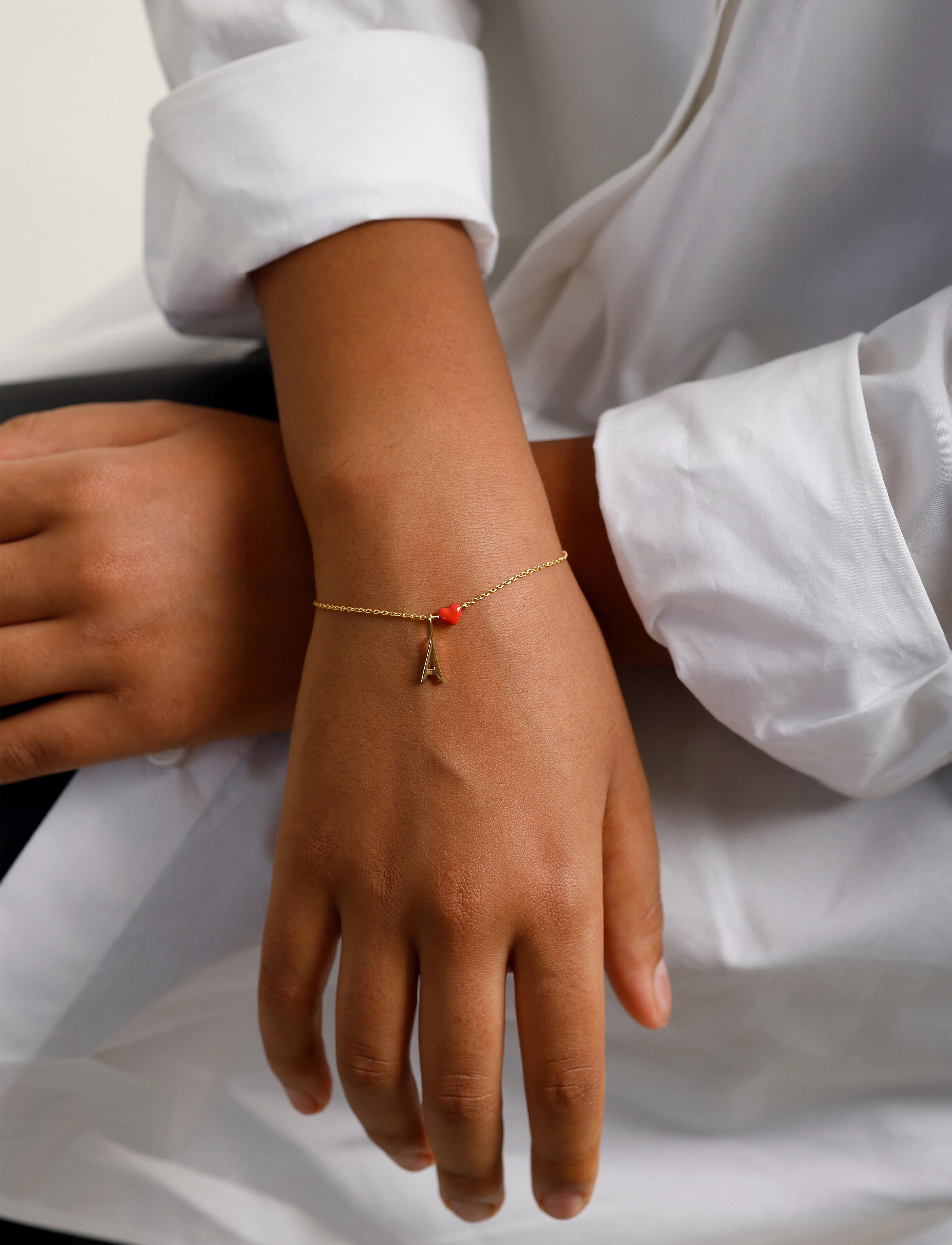 Design Letters - Little Big Love Bracelet - Goldplated - grandininės apyrankės - deep sea coral 2032c - 3