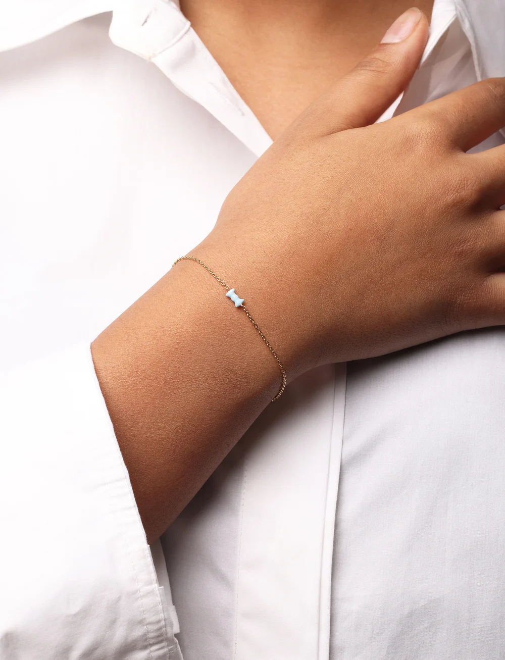 Design Letters - Bow tie Bracelet - chain bracelets - blue - 0