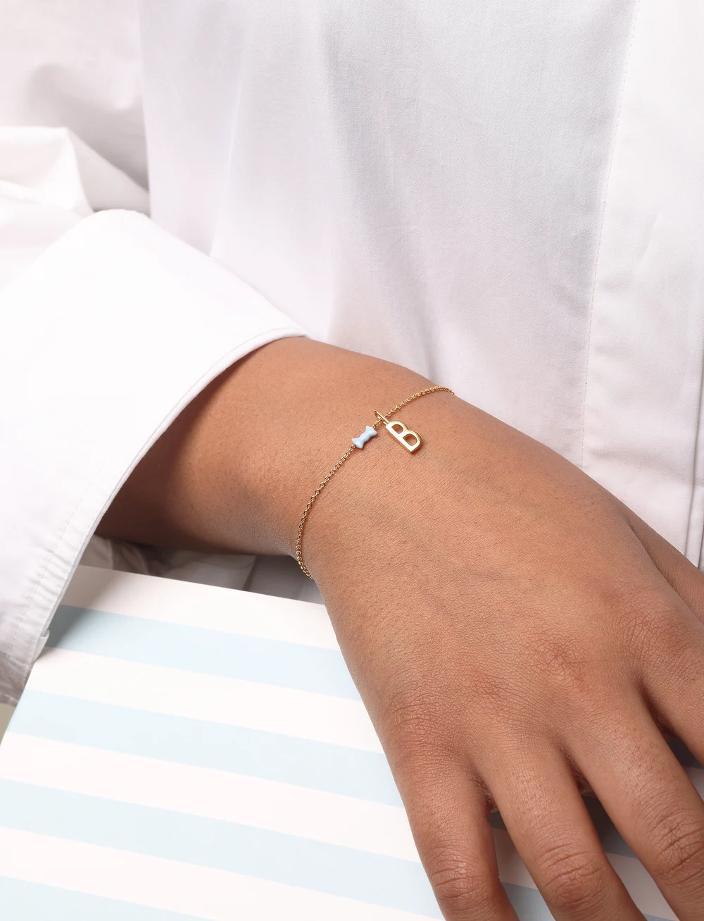 Design Letters - Bow tie Bracelet - chain bracelets - blue - 2