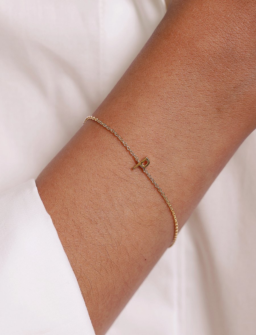 Design Letters - Archetype Bracelet - A-Z Gold plated - kettenarmbänder - gold - 0