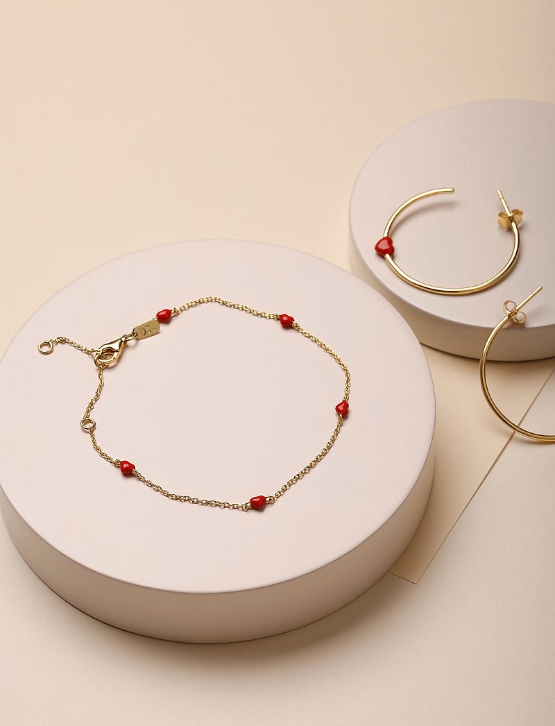 Design Letters - Little Big Love Multiple Hearts bracelet - Goldplated - kettenarmbänder - deep sea coral - 2