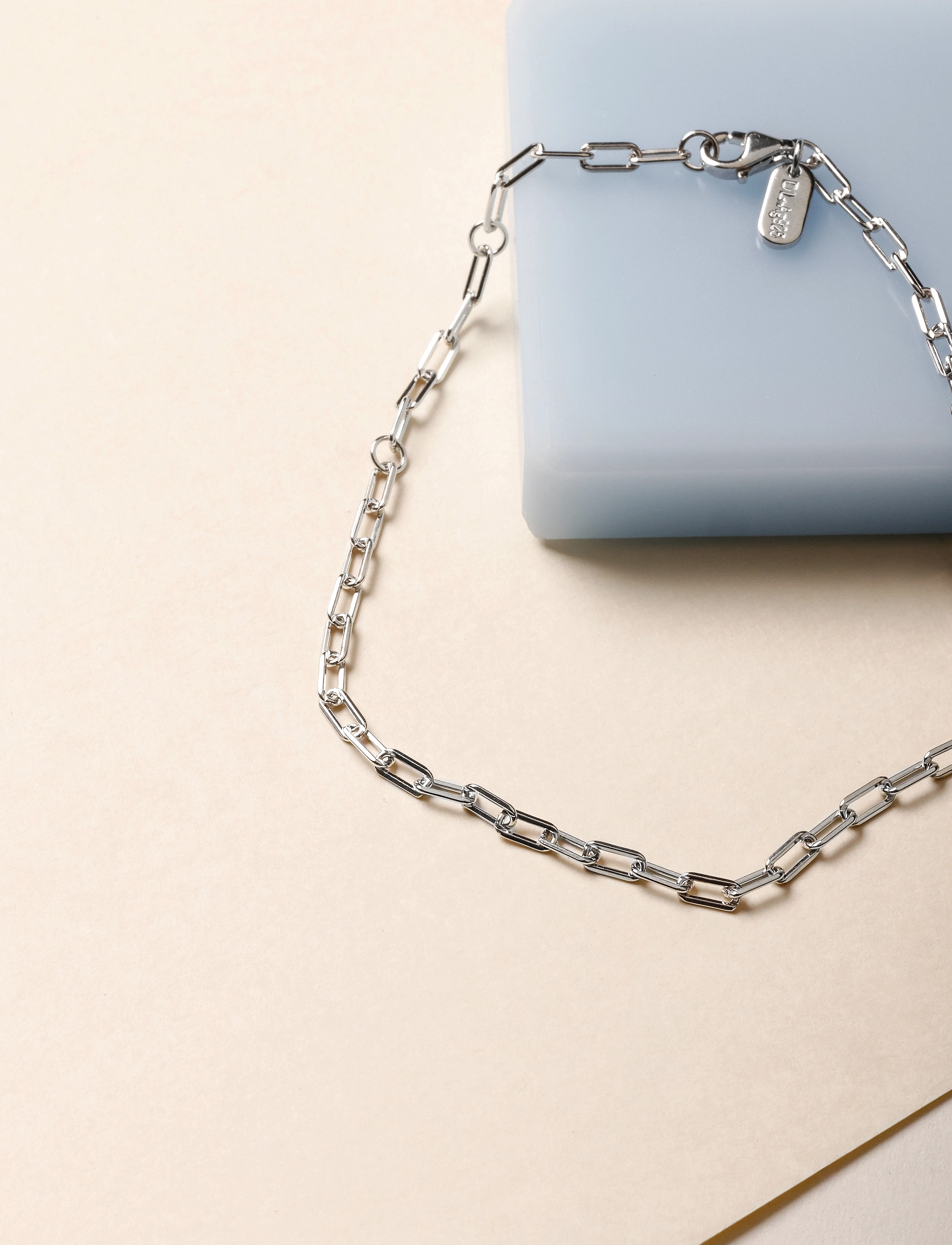 Design Letters - Chunky square link chain small bracelet - Silver - kettenarmbänder - silver - 2
