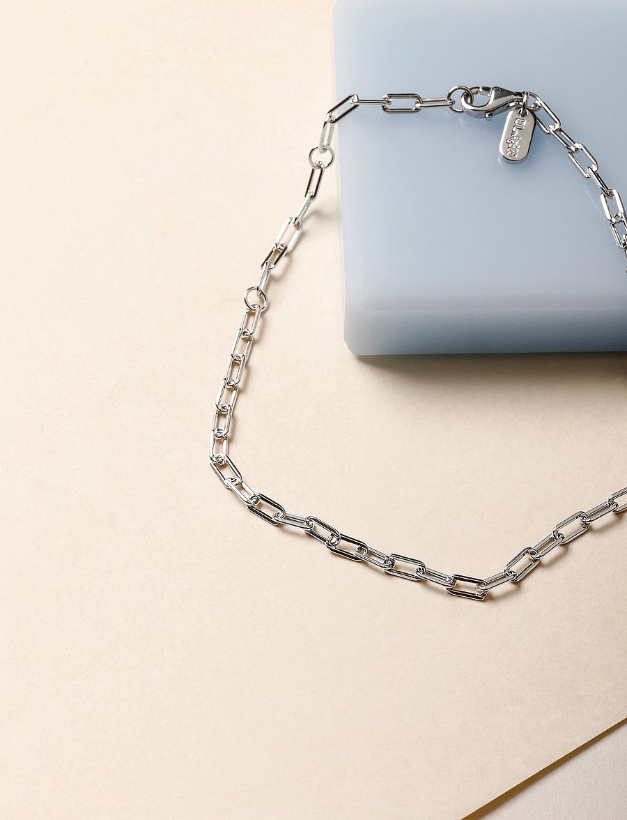 Design Letters - Chunky square link chain small bracelet - Silver - kettenarmbänder - silver - 2