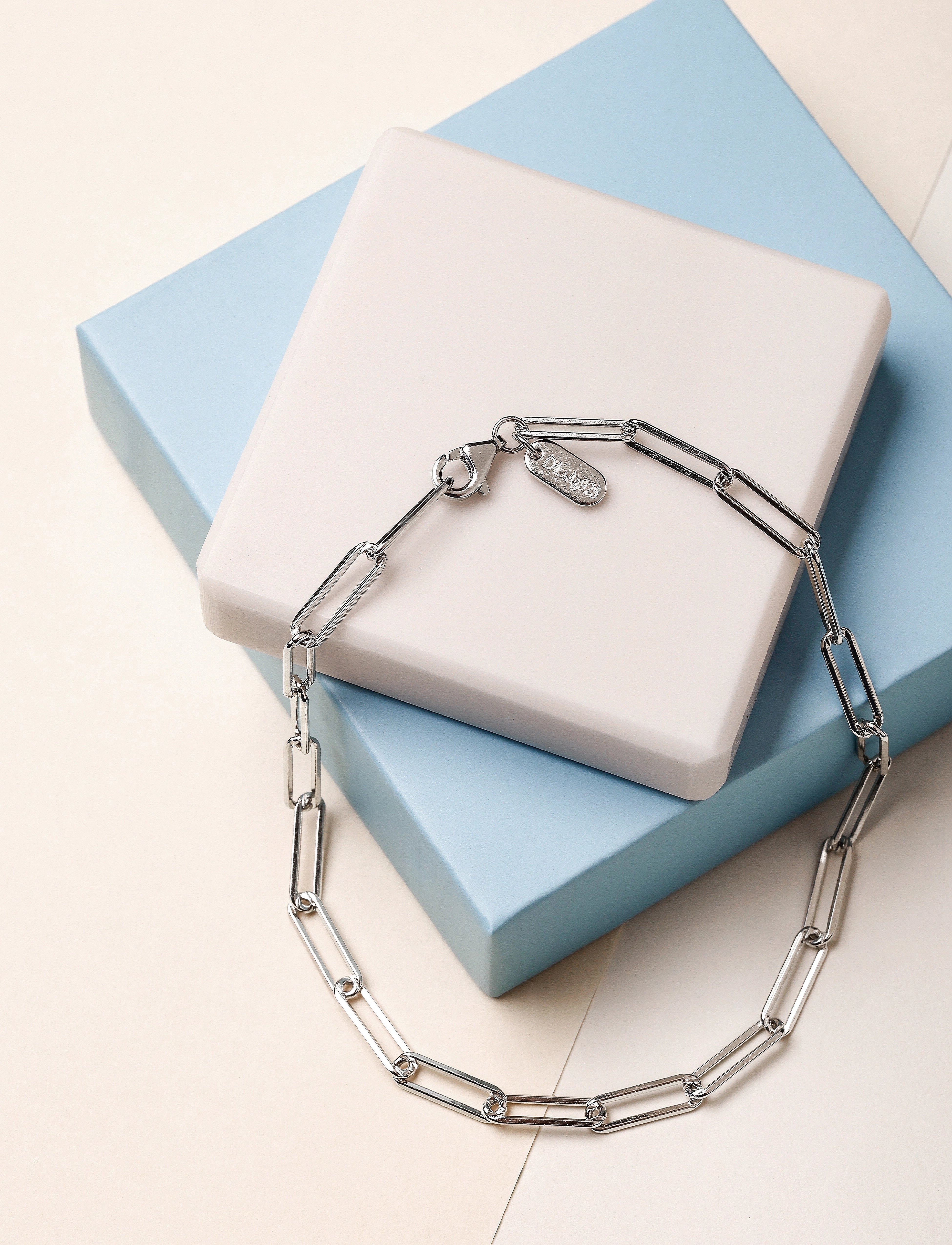 Design Letters - Chunky square link chain large bracelet - Silver - kedjearmband - silver - 2