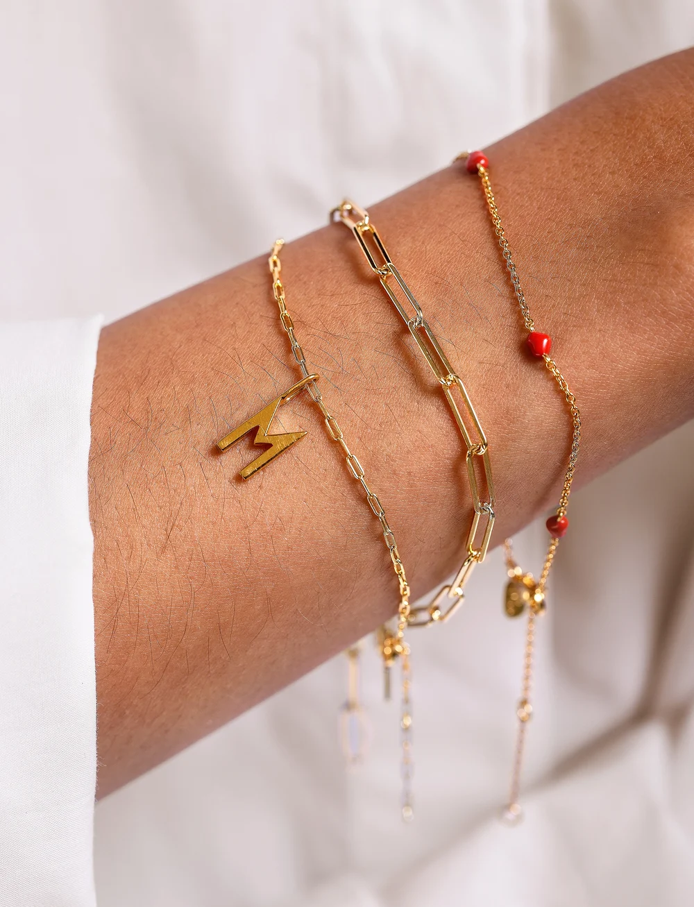 Design Letters - Chunky square link chain small bracelet - Gold plated - käeketid - gold - 0