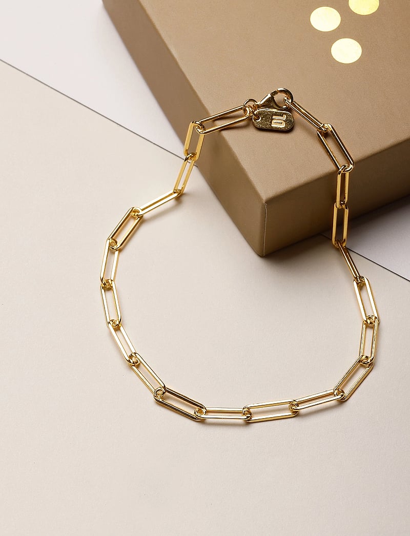 Design Letters - Chunky square link chain large bracelet - Gold plated - kedjearmband - gold - 2