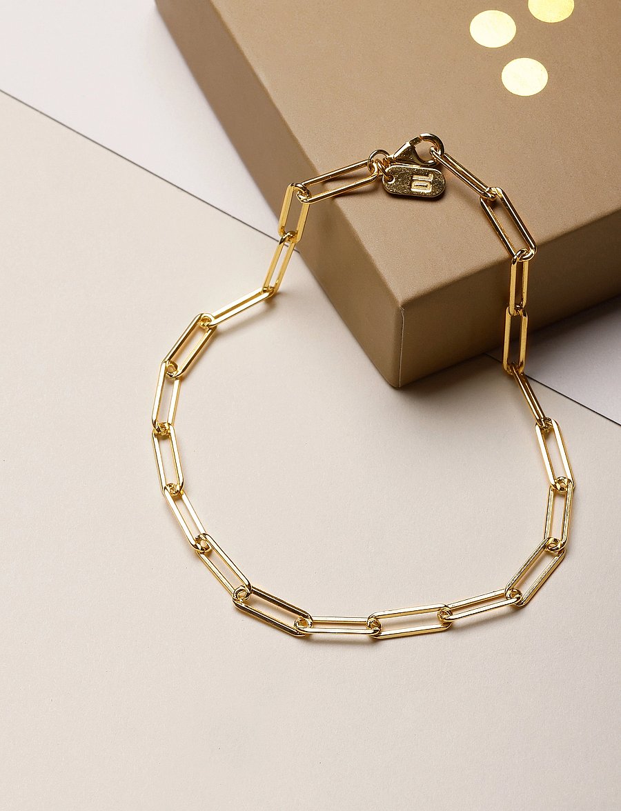 Design Letters - Chunky square link chain large bracelet - Gold plated - käeketid - gold - 2