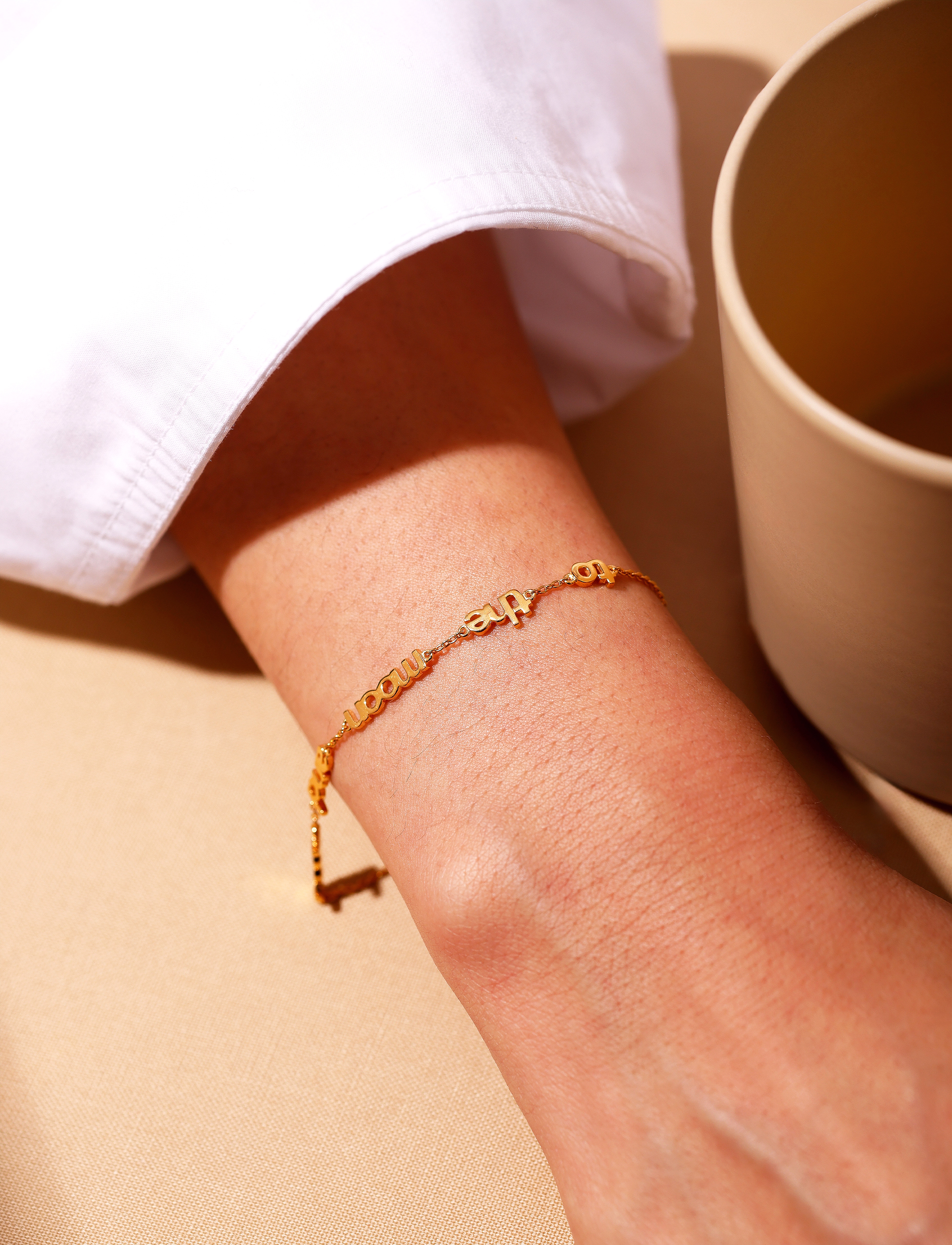 Design Letters Vocabulary Bracelet, Gold Plated, Kvinder, Ord Armbånd, Guld, Str: L:20CM