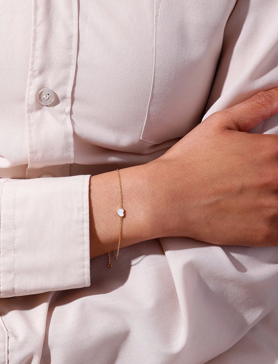 Design Letters - Pearl Little Big Love bracelet, gold plated - kettenarmbänder - gold - 0