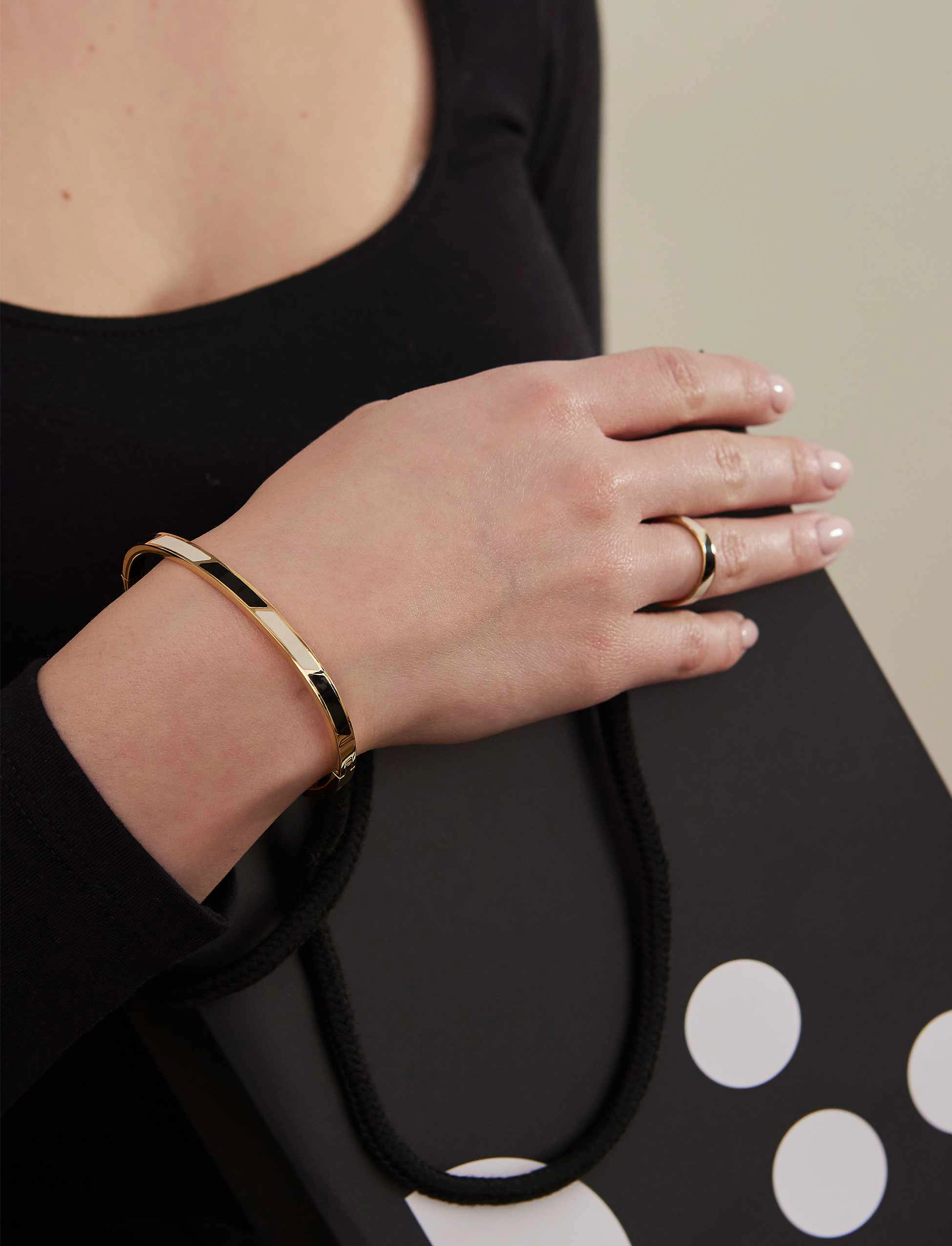 Design Letters - Striped Candy Bangle - party wear at outlet prices - black + a055 - 2
