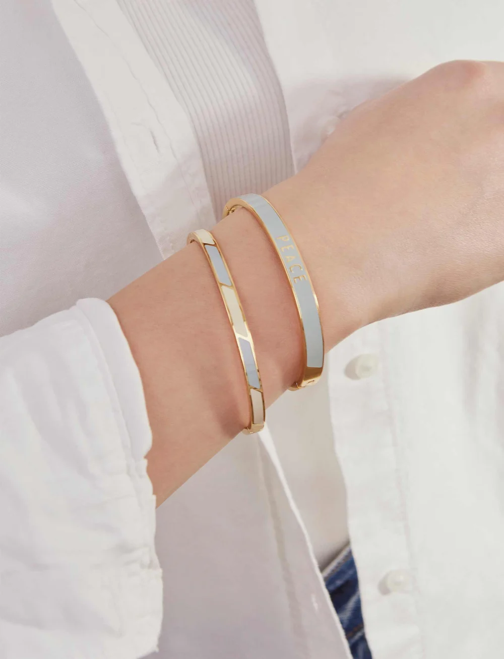 Design Letters - Striped Candy Bangle - bangles - light blue 5435c + a055 - 2