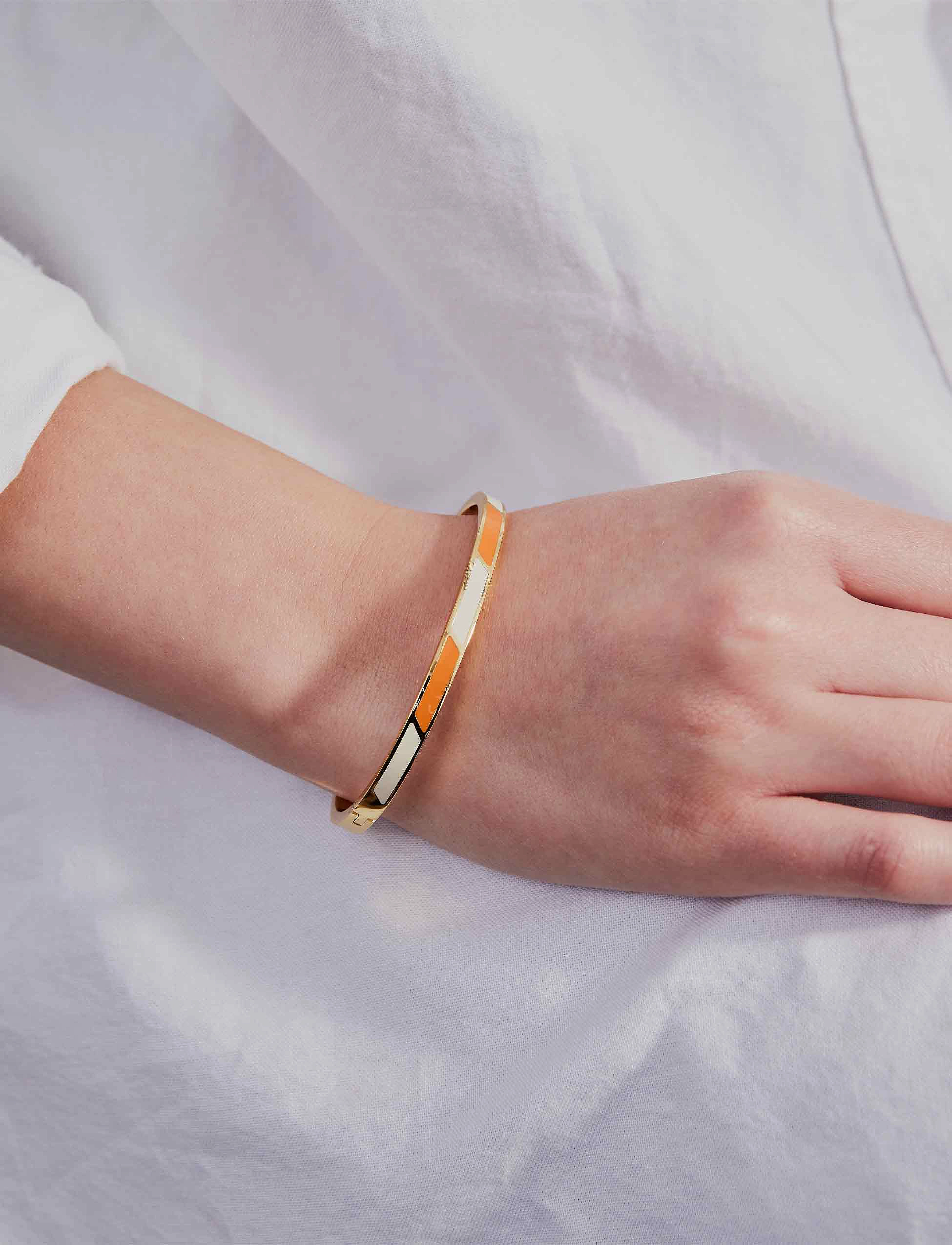 Design Letters Striped Candy Bangle, L:6.5 cm, Bracelets, Orange - Bangles, Frauen