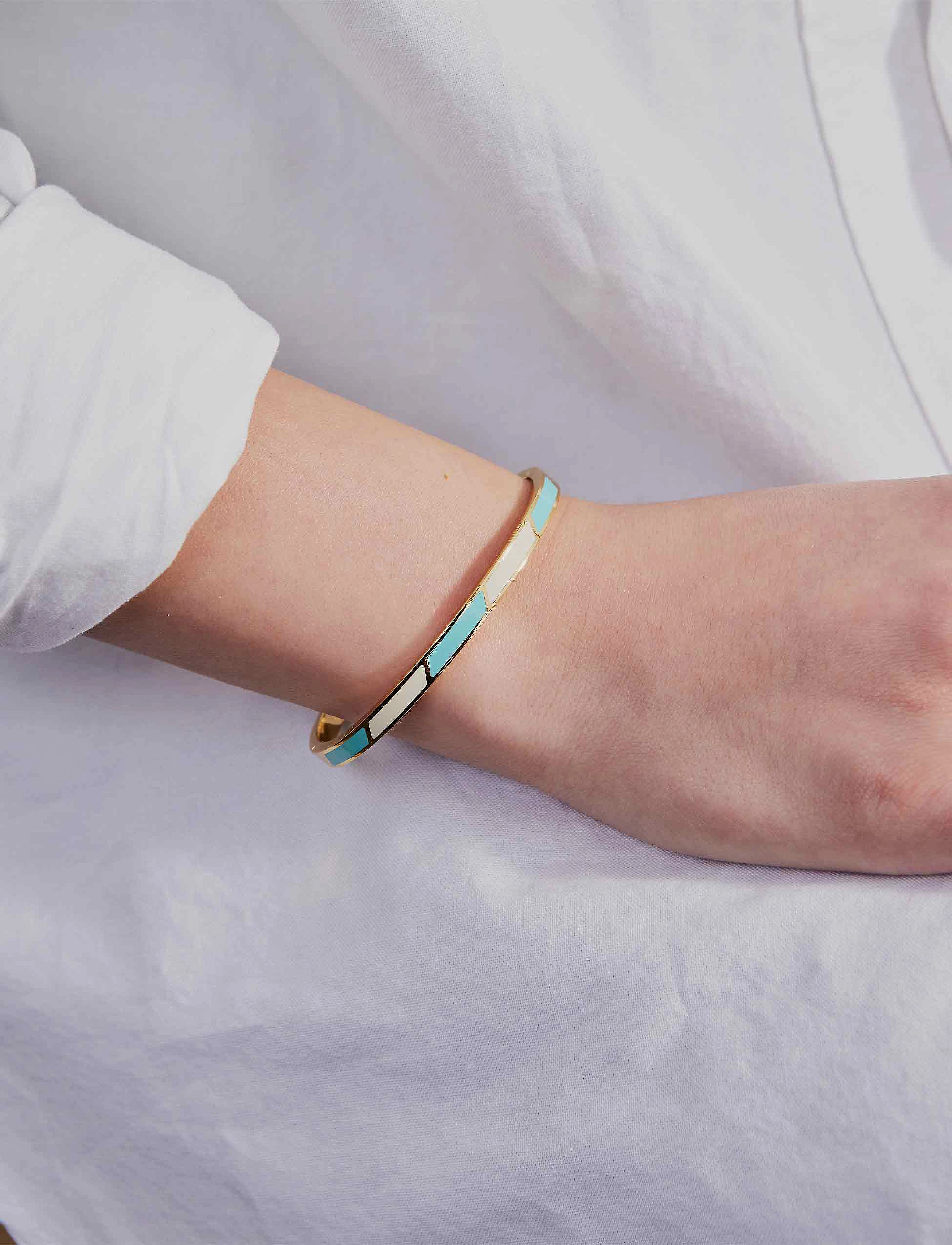 Design Letters Striped Candy Bangle, One Size, Bracelets, Blau - Bangles, Frauen