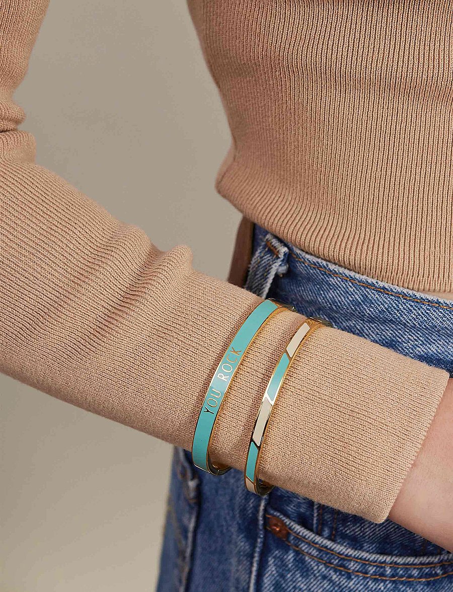 Design Letters - Striped Candy Bangle - armreifen - turquoise 4174c + a055 - 3