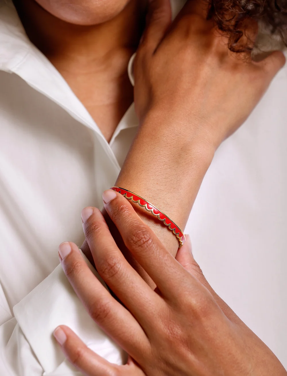 Design Letters - Lace bangle - Brass - bangles - deep sea coral - 0