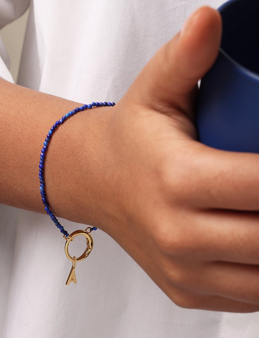 Design Letters - Gemstone Charm Lock Bracelet - bracelets - blue - 2