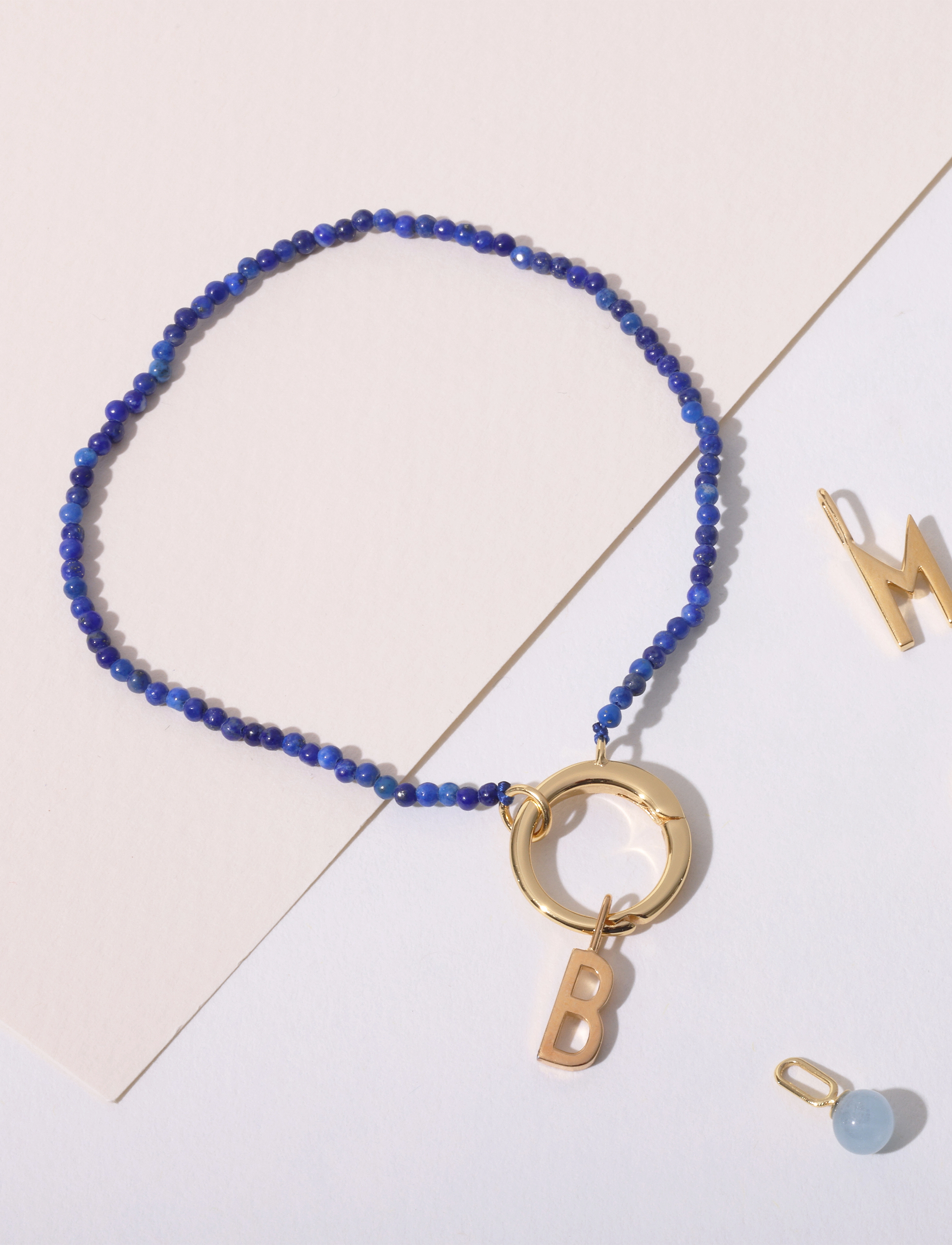 Design Letters - Gemstone Charm Lock Bracelet - bracelets - blue - 3