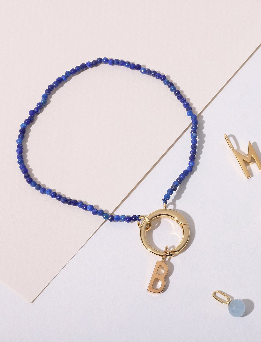 Design Letters - Gemstone Charm Lock Bracelet - bracelets - blue - 3