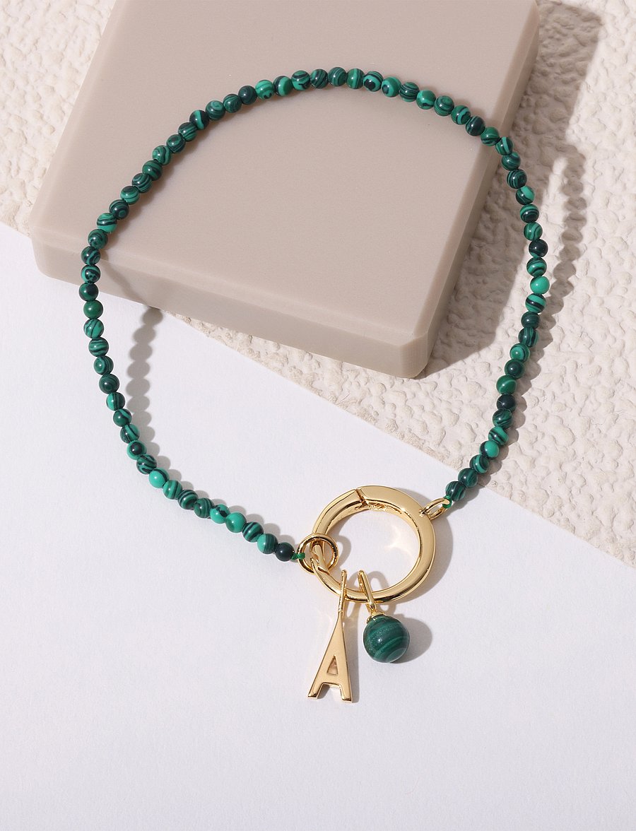 Design Letters - Gemstone Charm Lock Bracelet - armbänder - green - 3