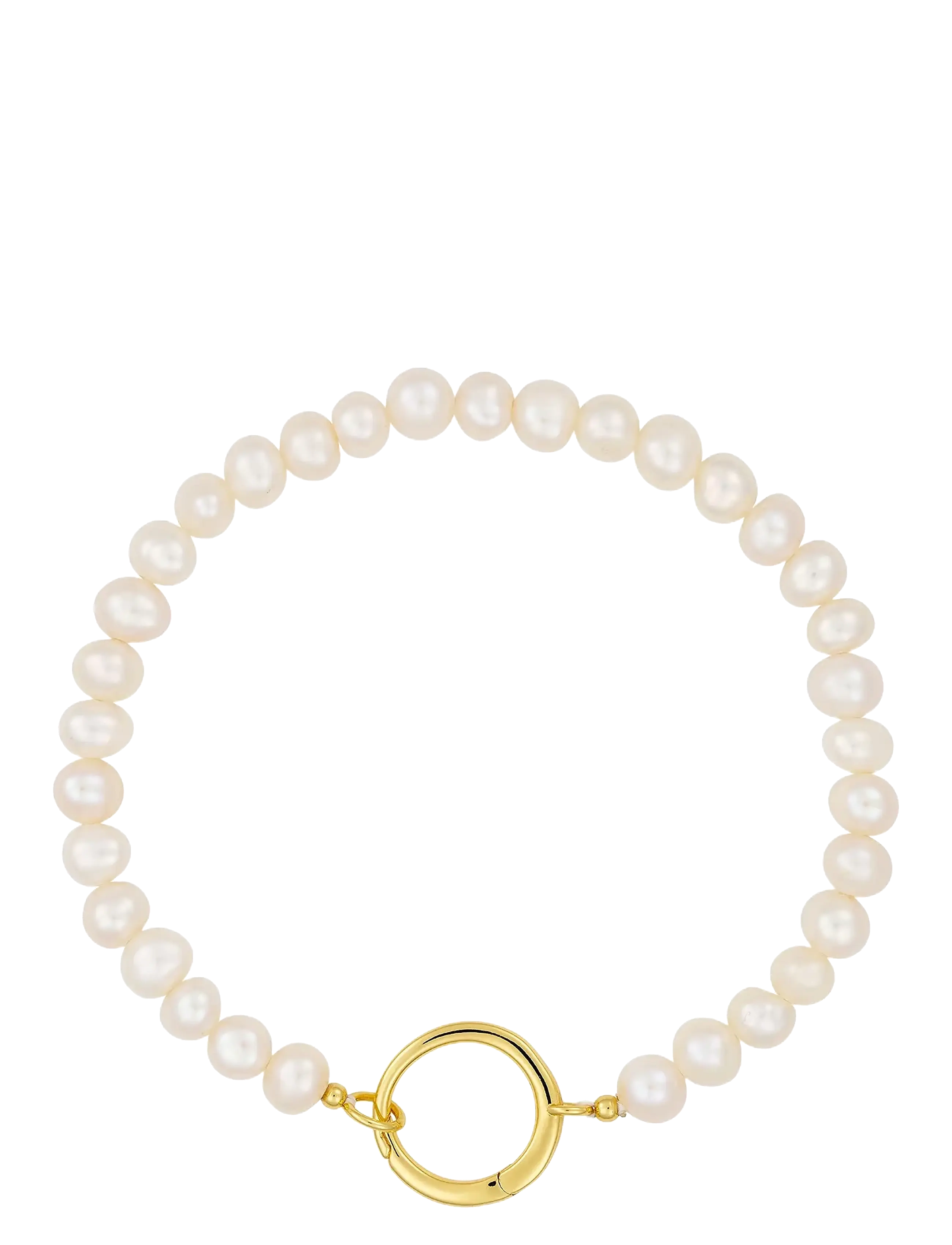 DESIGN LETTERS Pearl Charm Lock Chain Armband, Gold Plated Gold - 5 MM - Damen