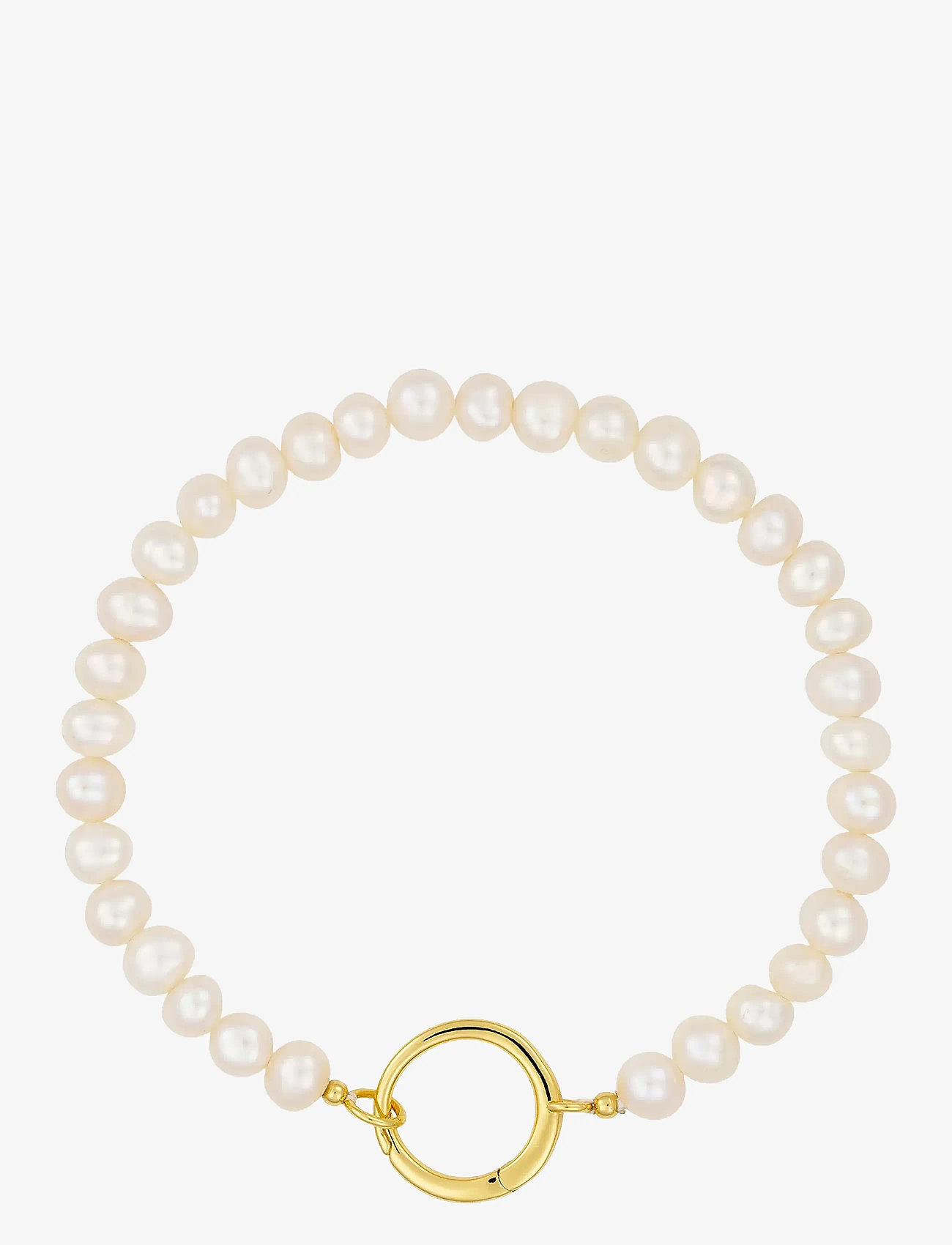 Design Letters - Pearl Charm Lock Chain bracelet, gold plated - perlenarmbänder - gold - 1