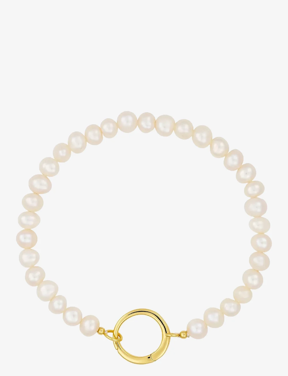 Design Letters - Pearl Charm Lock Chain bracelet, gold plated - pärlarmband - gold - 1