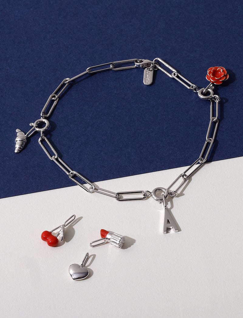 Design Letters - Ruth large chunky charm lock bracelet, silver - kedjehalsband - silver - 4