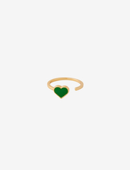 Design Letters - Enamel Heart Ring Gold plated - party wear at outlet prices - green - 0