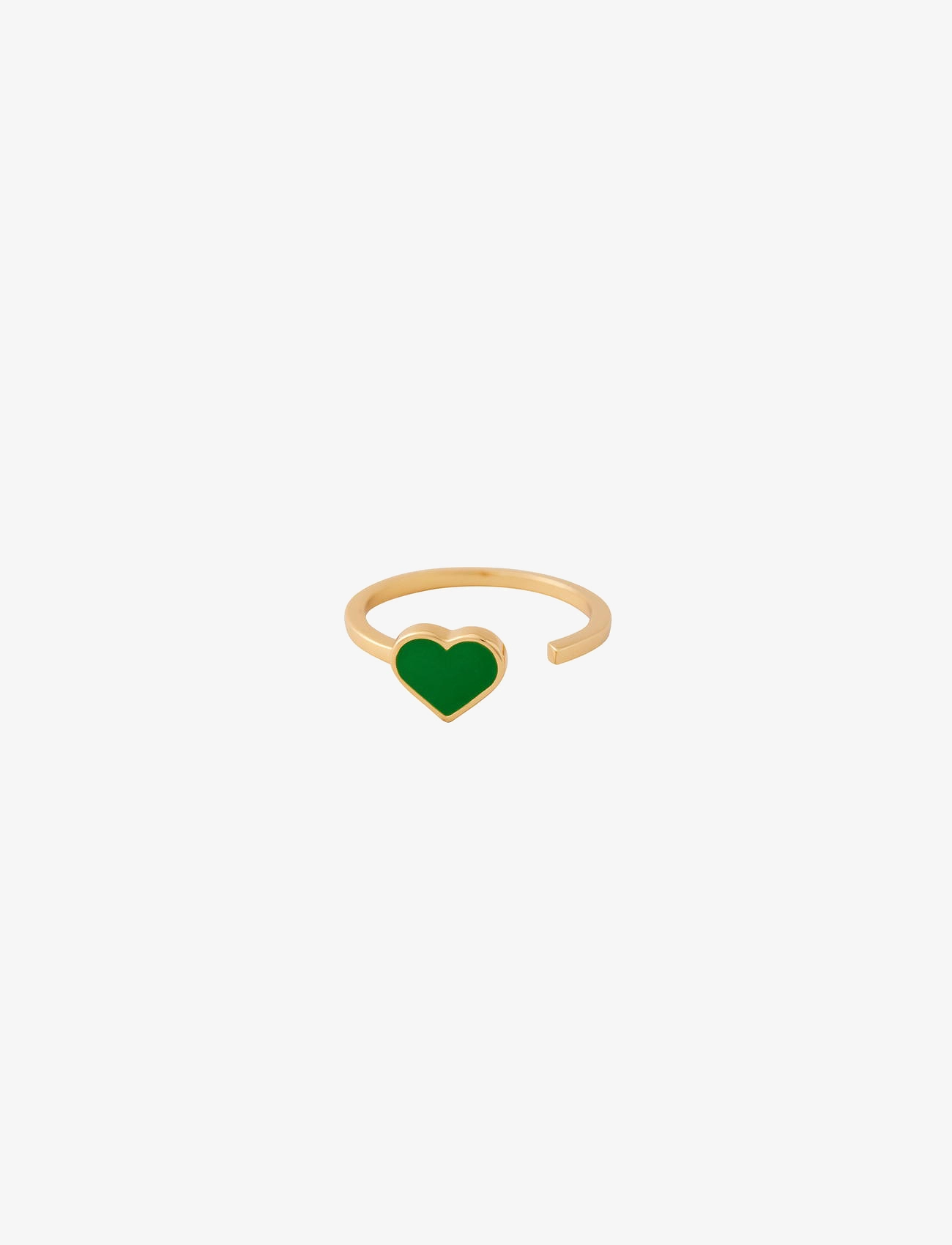 Design Letters - Enamel Heart Ring Gold plated - green - 1