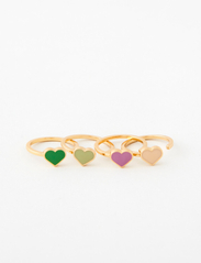 Design Letters - Enamel Heart Ring Gold plated - party wear at outlet prices - green - 2