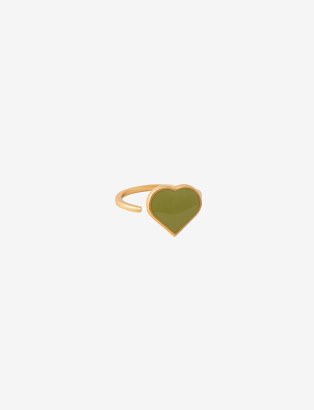 Design Letters - Big Heart Enamel Ring Gold - ballīšu apģērbs par outlet cenām - green - 0