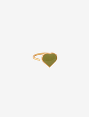 Big Heart Enamel Ring Gold - GREEN