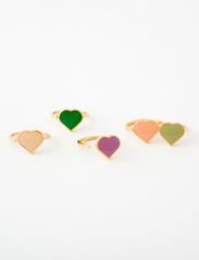 Design Letters - Big Heart Enamel Ring Gold - festtøj til outletpriser - green - 1