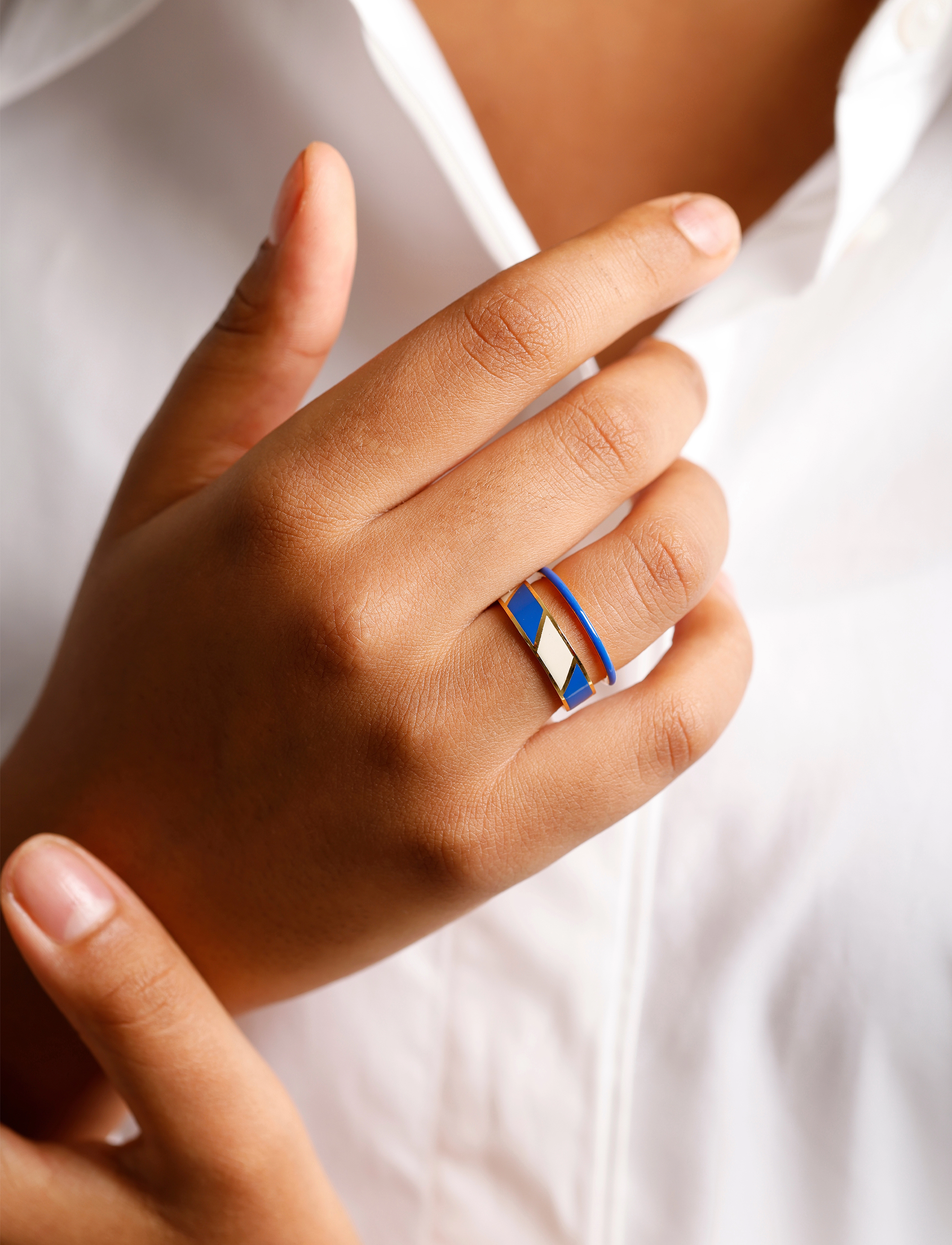 Design Letters - Classic Stack Ring - party wear at outlet prices - cobalt blue 2728c - 3