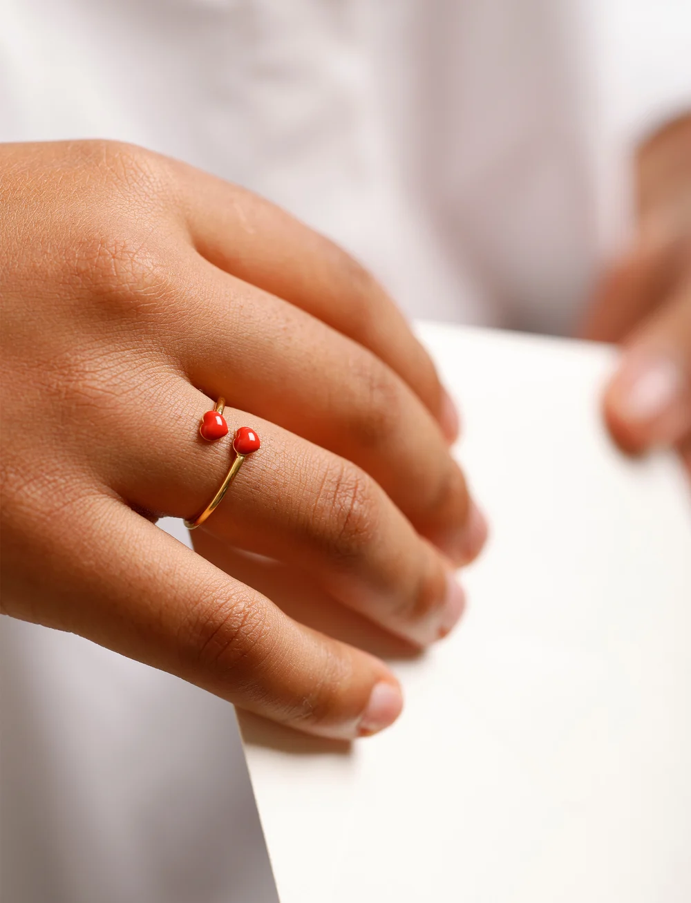 Design Letters - Little Big Love Ring - Goldplated - gredzeni - deep sea coral 2032c - 0