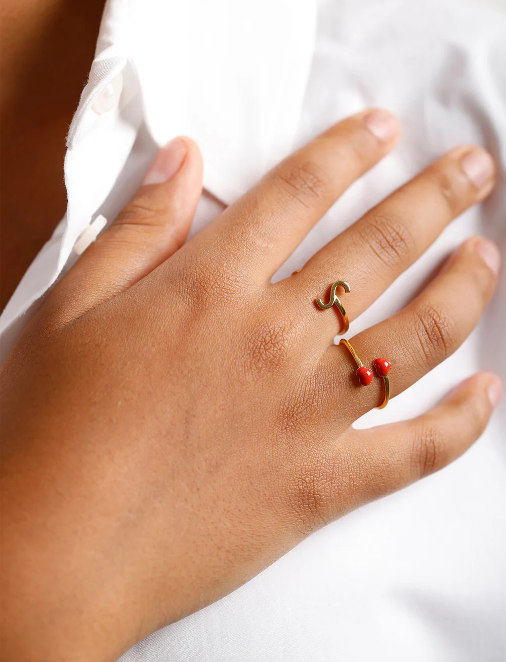 Design Letters - Little Big Love Ring - Goldplated - gredzeni - deep sea coral 2032c - 2