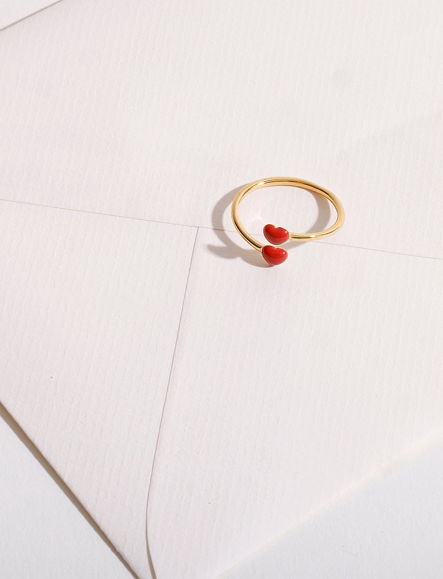 Design Letters - Little Big Love Ring - Goldplated - ringe - deep sea coral 2032c - 3