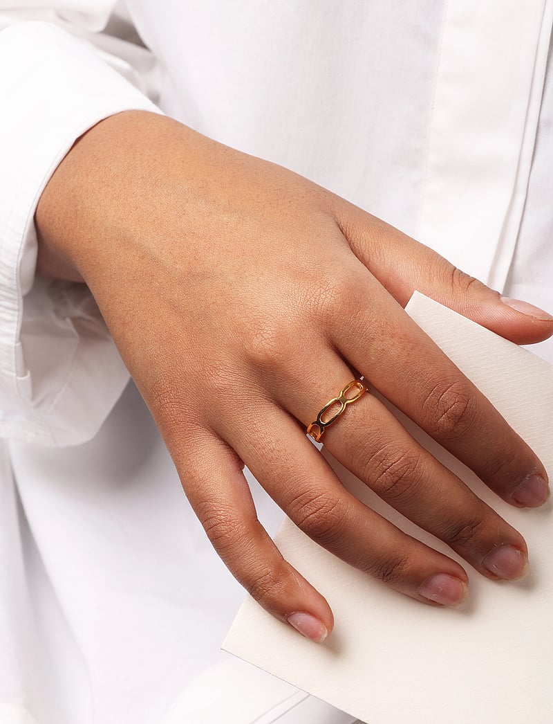 Design Letters - Square Link Ring - ringar - gold - 0