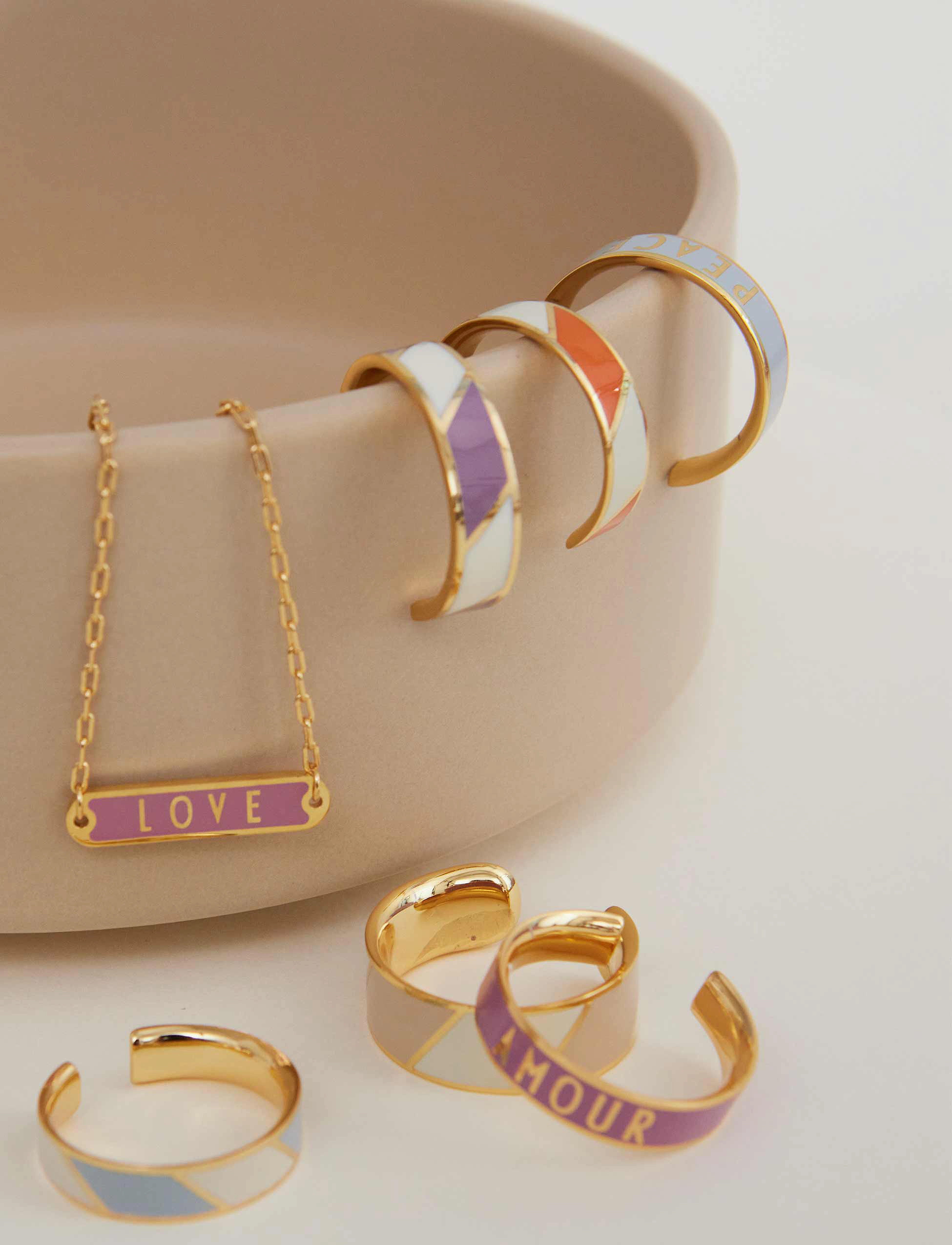 Design Letters Striped Candy Ring, One Size, Orange, Smykker > Ringe, Dame