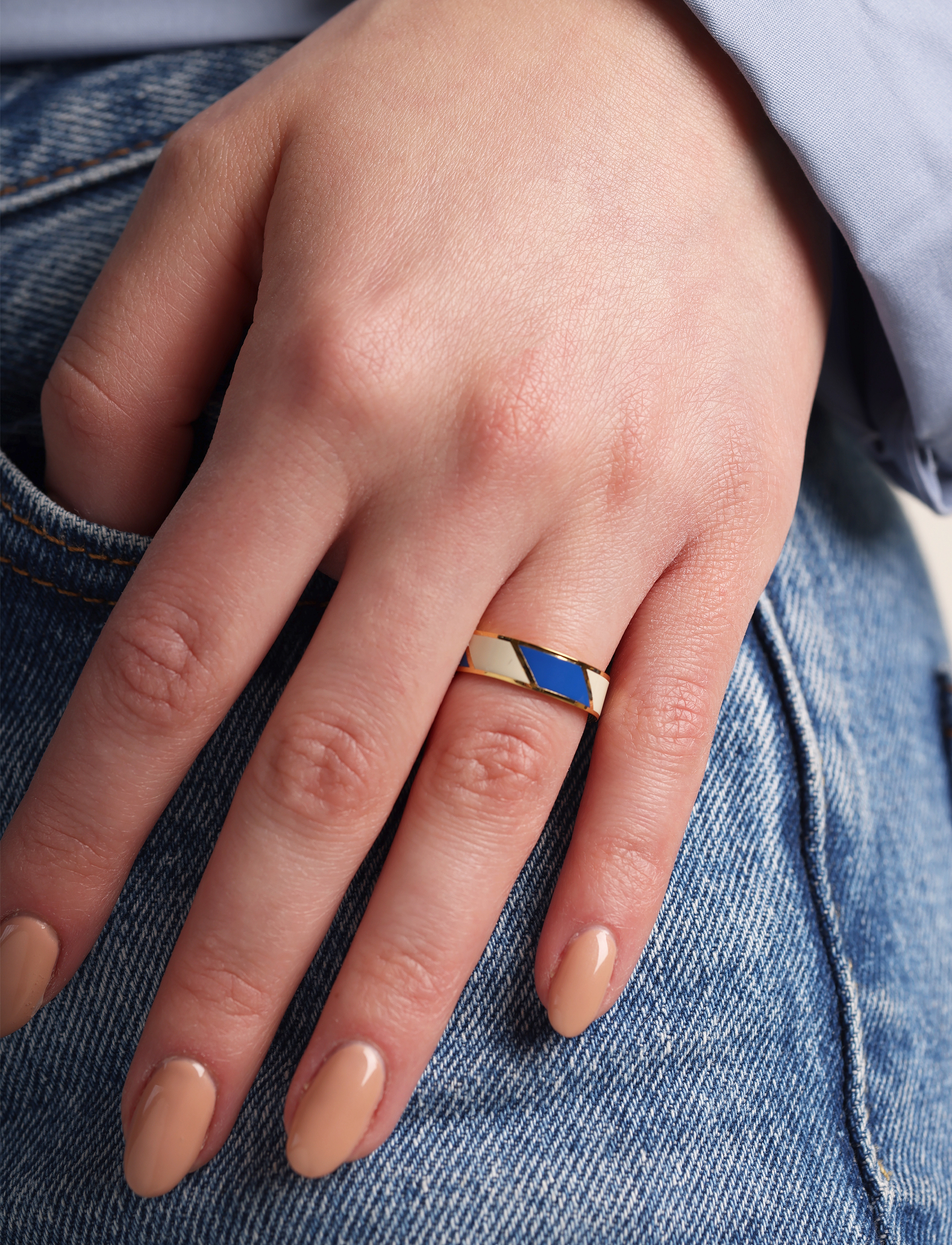 Design Letters Striped Candy Ring, 48-56, Jewellery, Blau - Rings, Frauen