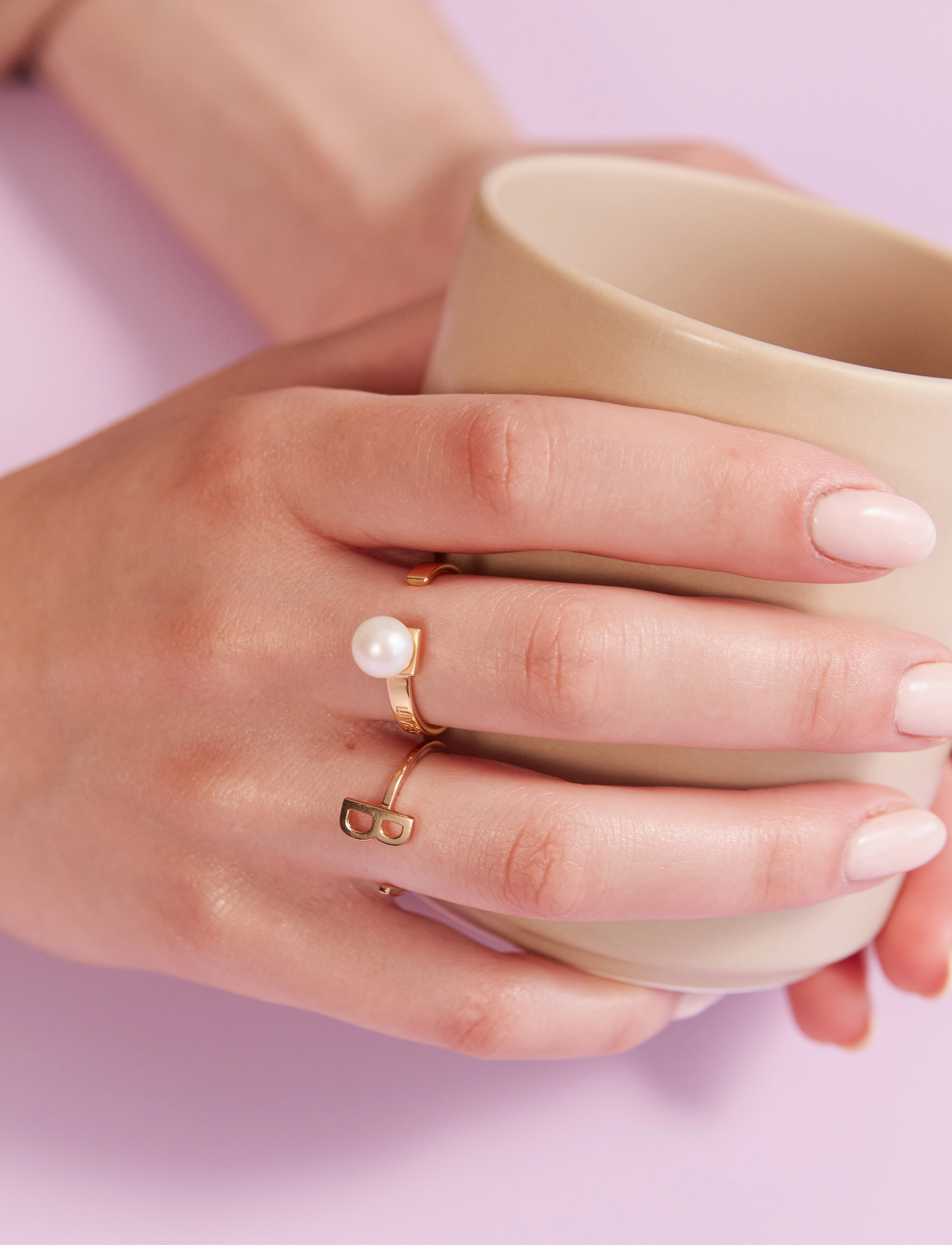Design Letters Pearl Drop Ring, One Size, Multi/patterned, Smykker > Ringe, Dame